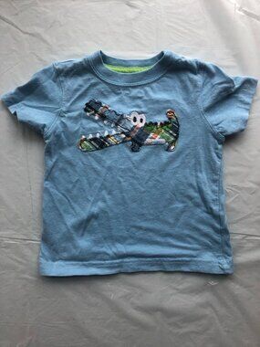 9-Months Jumping Beans Light Blue Shirt w/Plaid Alligator/Crocodile; Adorable!